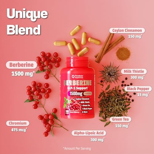 Suplemento de Pérdida de Peso Berberina 1500mg para Mujeres y Hombres - Supresor de Apetito con Canela de Ceilán, Cardo Mariano, Cromo Picolinato, Té - imagen 4