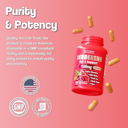 Suplemento de Pérdida de Peso Berberina 1500mg para Mujeres y Hombres - Supresor de Apetito con Canela de Ceilán, Cardo Mariano, Cromo Picolinato, Té - imagen 7