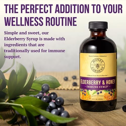 Jarabe Inmunológico de Saúco y Miel Honey Gardens - Jarabe de Saúco Negro para Adultos y Niños, Suplemento Natural con Propóleo y Vinagre de Manzana - imagen 4