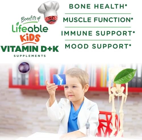 Gomitas de Vitamina D3 K2 para Niños Lifeable | 500iu D3 y 100mcg K2 | Suplementos Deliciosos para Huesos e Inmunidad | 60 Gomitas - imagen 3