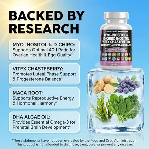 Suplemento de Fertilidad Clean Nutraceuticals Myo-Inositol & D-Chiro Inositol 2050mg 40:1 - Vitaminas Prenatales para Mujeres con Ashwagandha, Maca, - imagen 3