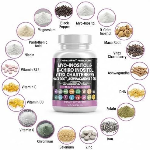 Suplemento de Fertilidad Clean Nutraceuticals Myo-Inositol & D-Chiro Inositol 2050mg 40:1 - Vitaminas Prenatales para Mujeres con Ashwagandha, Maca, - imagen 4