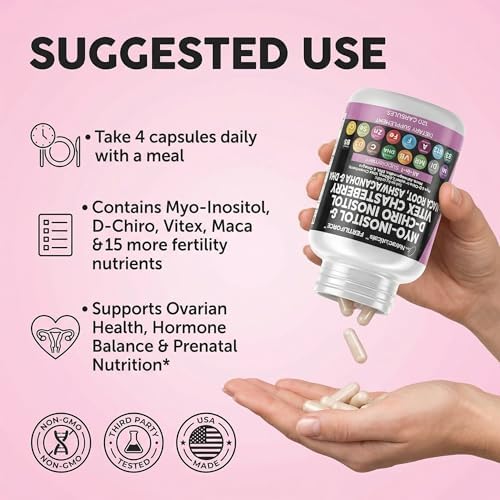 Suplemento de Fertilidad Clean Nutraceuticals Myo-Inositol & D-Chiro Inositol 2050mg 40:1 - Vitaminas Prenatales para Mujeres con Ashwagandha, Maca, - imagen 6