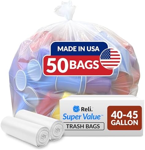 Bolsas de Basura Reli de 40 a 45 Galones, Resistentes | 50 Bolsas Transparentes para Limpieza a Fondo - imagen 1