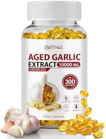 Extracto de Ajo Aged Sin Olor WBSQL 10,000 mg - 300 Cápsulas Blandas, Suplemento Natural para Corazón e Inmunidad, Antioxidante, No GMO, Sin Gluten, - imagen 1