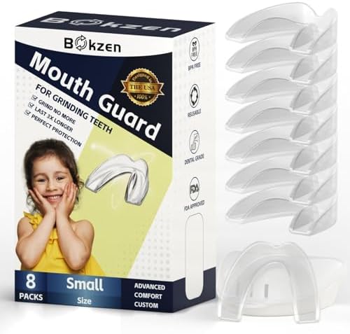 Bokzen Férula Dental Infantil para Bruxismo, Paquete de 8, Guardas Nocturnas Personalizables, Detalles Cómodos, Transparente - imagen 1