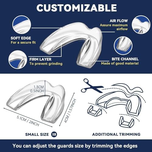 Bokzen Férula Dental Infantil para Bruxismo, Paquete de 8, Guardas Nocturnas Personalizables, Detalles Cómodos, Transparente - imagen 3