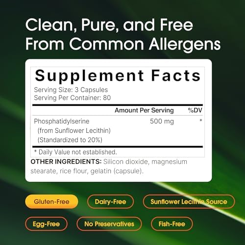 NatureBell Fosfatidilserina 500mg - 240 Cápsulas - Apoyo a la Salud Cerebral para Hombres y Mujeres* - Lecitina de Girasol Bioavailable - Suplemento - imagen 3