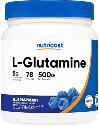 Nutricost L-Glutamina en Polvo (500 Gramos) Sabor Frambuesa Azul - imagen 1