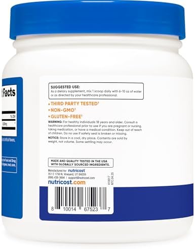 Nutricost L-Glutamina en Polvo (500 Gramos) Sabor Frambuesa Azul - imagen 4