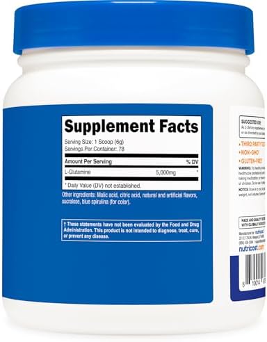 Nutricost L-Glutamina en Polvo (500 Gramos) Sabor Frambuesa Azul - imagen 5