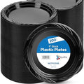 Juego de 200 Platos de Plástico Negro Munfix - Platos Desechables de 9 Pulgadas para Fiestas, BBQ, Picnics, Viajes y Eventos, Apto para Microondas y - imagen 1