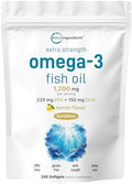 Suplementos de Aceite de Pescado Omega 3 Extra Fuerte Micro Ingredients 1,200mg por Porción, 240 Cápsulas Blandas | Sabor a Limón | Sin Eructos | - imagen 1
