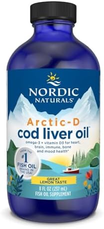 Aceite de Hígado de Bacalao Arctic-D de Nordic Naturals, Limón - 8 oz - 1060 mg Omega-3 Totales + 1000 UI Vitamina D3 - EPA y DHA - Soporte para - imagen 1