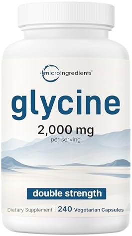 Glicina 2,000mg por porción, 240 cápsulas vegetales | Aminoácidos de doble fuerza | Suplemento para un sueño reparador y apoyo a neurotransmisores | - imagen 1