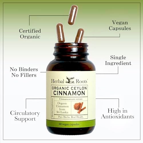 Cápsulas de Canela de Ceilán Orgánica Herbal Roots | Certificadas USDA - No OGM | 60 Cápsulas Veganas Orgánicas - imagen 4