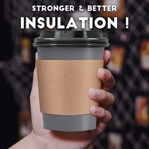 Paquete de 100 Tazas de Café Desechables de 12 oz con Tapas, Mangas y Popotes - 100% Biodegradables y Compostables, Tazas de Papel Ecológicas para - imagen 4