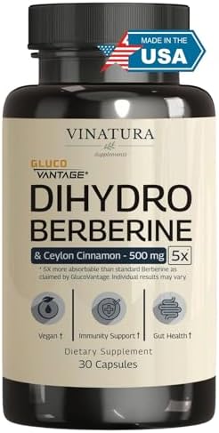 Suplemento de Dihidroberberina VINATURA con Canela de Ceilán, 500mg - (Super Berberina GlucoVantage Patente), 5X Más Absorbible - 30 Cápsulas - imagen 1