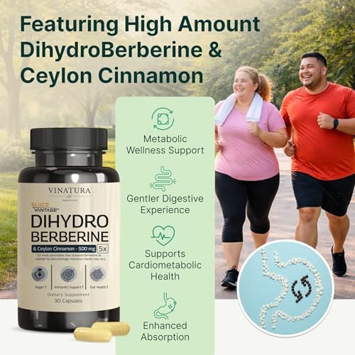 Suplemento de Dihidroberberina VINATURA con Canela de Ceilán, 500mg - (Super Berberina GlucoVantage Patente), 5X Más Absorbible - 30 Cápsulas - imagen 5