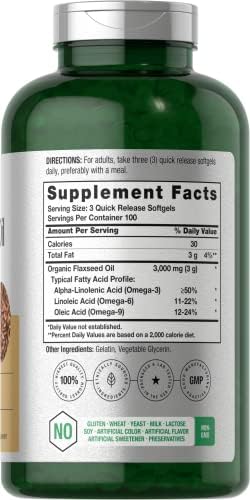 Cápsulas de Aceite de Linaza Horbäach 3000mg | 300 Unidades | Alta Potencia | Omega 3 6 9 | Prensado en Frío | Sin OGM, Sin Gluten - imagen 2