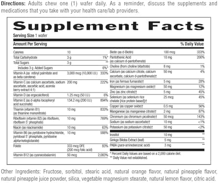 Multivitamínico Adulto Masticable Country Life con Coenzima B, Antioxidantes y Minerales, Sabor Piña-Naranja - 60 Tabletas, Libre de Gluten - imagen 7