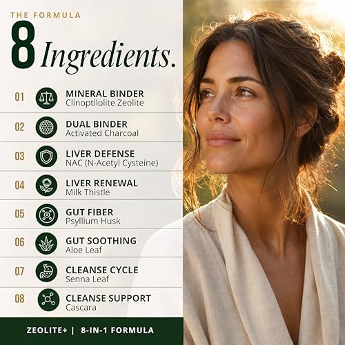 Detoxificador Zeolite Binder – Limpieza 8 en 1 con Clinoptilolita, Carbón Activado, NAC y Cardo Mariano – Salud Hepática y Digestiva para Adultos – - imagen 2