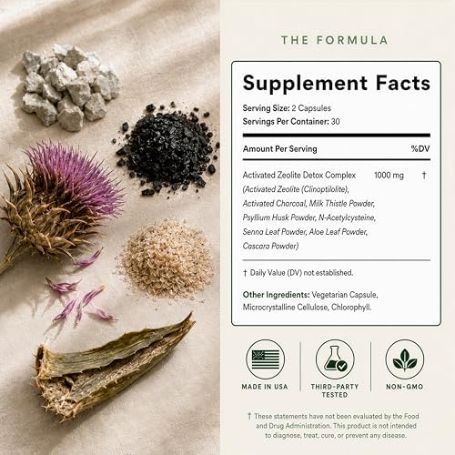 Detoxificador Zeolite Binder – Limpieza 8 en 1 con Clinoptilolita, Carbón Activado, NAC y Cardo Mariano – Salud Hepática y Digestiva para Adultos – - imagen 7