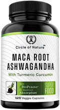 Cápsulas de Maca y Extracto de Ashwagandha para Hombres y Mujeres con Cúrcuma y Bioperina - 120 Cápsulas Hechas en EE. UU. - imagen 1