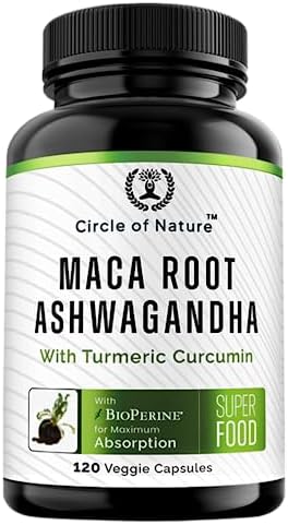 Cápsulas de Maca y Extracto de Ashwagandha para Hombres y Mujeres con Cúrcuma y Bioperina - 120 Cápsulas Hechas en EE. UU. - imagen 1