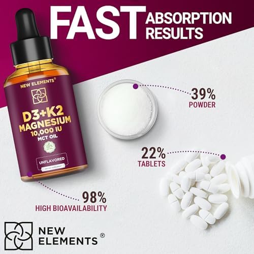 Vitamina D3 Líquida con K2 y Magnesio Glicinato | Gotas de Vitamina D 10,000 IU | Suplemento D3 + K2 para Hombres y Mujeres | Alta Absorción | Libre - imagen 8