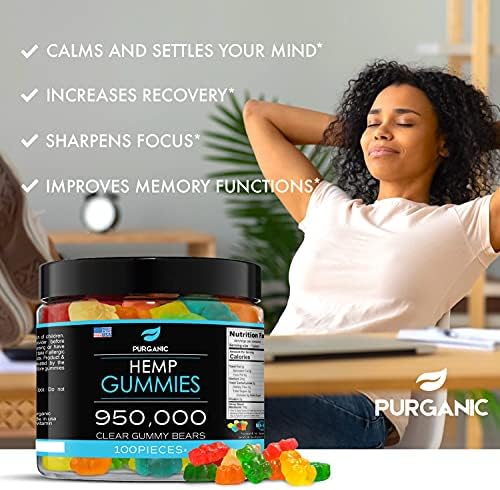 Gomitas de Cáñamo Purganic – Apoyo para el Sueño, Paz y Relajación – Alta Potencia, Sabor Frutal Natural – Hecho en EE. UU. – 100 piezas - imagen 3