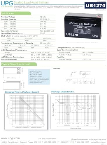 Batería SLA UPG UB1270 de 12V y 7AH - imagen 5