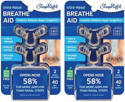 SleepRight Intra-Nasal Breathe Aids - Dilatadores Nasales para Reducir Ronquidos, 2 Paquetes (4 Unidades) - imagen 1