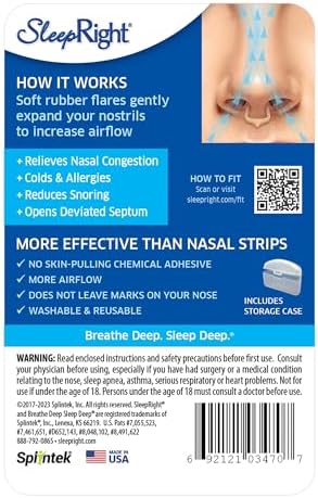SleepRight Intra-Nasal Breathe Aids - Dilatadores Nasales para Reducir Ronquidos, 2 Paquetes (4 Unidades) - imagen 2