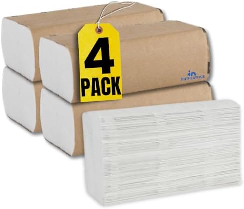Toallas de Papel Multicapa 1InTheOffice, Toallas de Mano para Baño, 1 Capa, 9 x 9.45, 250 Toallas/Paquete, 4 Paquetes - imagen 1