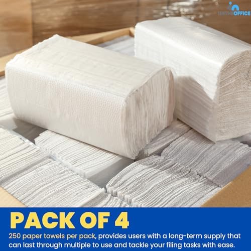 Toallas de Papel Multicapa 1InTheOffice, Toallas de Mano para Baño, 1 Capa, 9 x 9.45, 250 Toallas/Paquete, 4 Paquetes - imagen 3