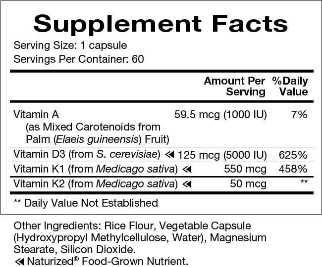 Natura Health Products D-A-K (ADK) – D3 5000 UI, K2 50 mcg, K1 550 mcg y Vitamina A 1000 UI – Soporte Óseo, Cardiaco e Inmunológico – 60 Cápsulas - imagen 6