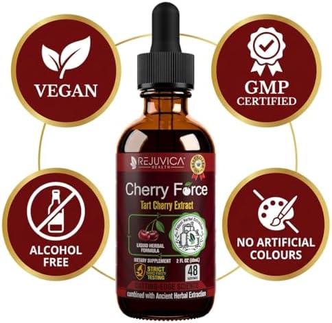 Rejuvica Health Cherry Force Gotas Líquidas de Cereza Montmorency 2 Fl Oz | Soporte para Articulaciones y Ácido Úrico | Ayuda con Inflamación, Sueño - imagen 3