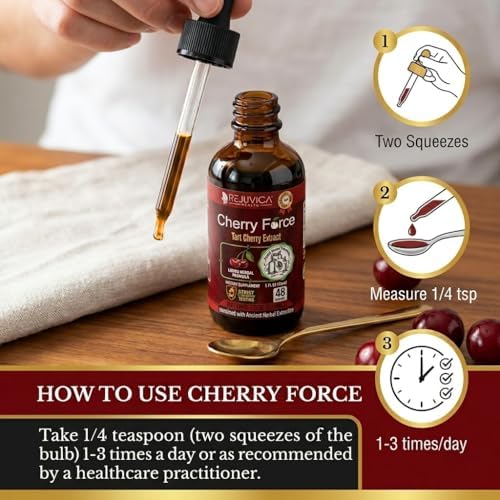 Rejuvica Health Cherry Force Gotas Líquidas de Cereza Montmorency 2 Fl Oz | Soporte para Articulaciones y Ácido Úrico | Ayuda con Inflamación, Sueño - imagen 6