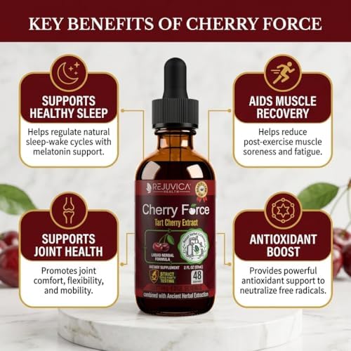 Rejuvica Health Cherry Force Gotas Líquidas de Cereza Montmorency 2 Fl Oz | Soporte para Articulaciones y Ácido Úrico | Ayuda con Inflamación, Sueño - imagen 8