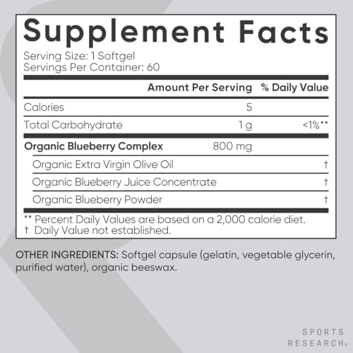 Cápsulas de Arándano Sports Research - Hechas con Arándanos Orgánicos y Aceite de Oliva Extra Virgen Orgánico - Sin OGM y Sin Gluten - 60 Softgels - imagen 5
