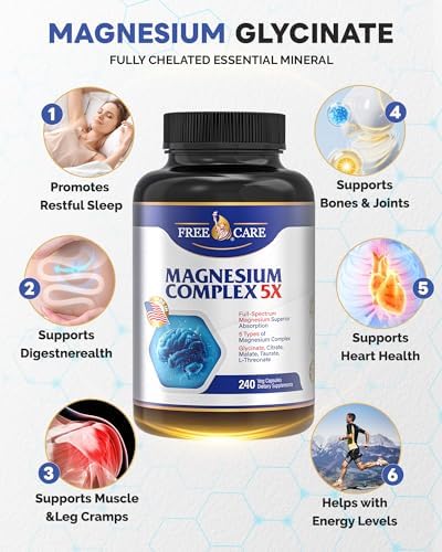 Complejo de Magnesio 820mg - 240 Cápsulas Veganas para Hombres y Mujeres con Glicinato, Citrato, Malato, Taurato y L-Treonato para Sueño, Ánimo y - imagen 2