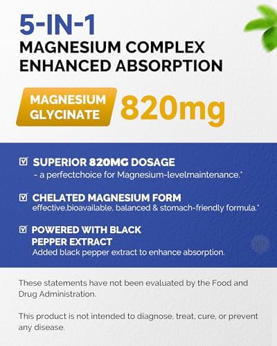 Complejo de Magnesio 820mg - 240 Cápsulas Veganas para Hombres y Mujeres con Glicinato, Citrato, Malato, Taurato y L-Treonato para Sueño, Ánimo y - imagen 3
