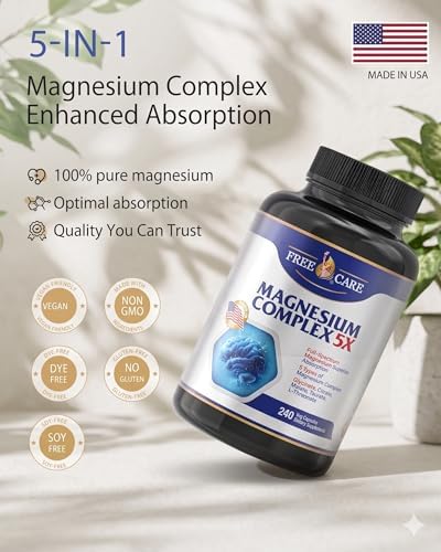 Complejo de Magnesio 820mg - 240 Cápsulas Veganas para Hombres y Mujeres con Glicinato, Citrato, Malato, Taurato y L-Treonato para Sueño, Ánimo y - imagen 6