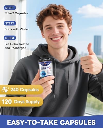 Complejo de Magnesio 820mg - 240 Cápsulas Veganas para Hombres y Mujeres con Glicinato, Citrato, Malato, Taurato y L-Treonato para Sueño, Ánimo y - imagen 7