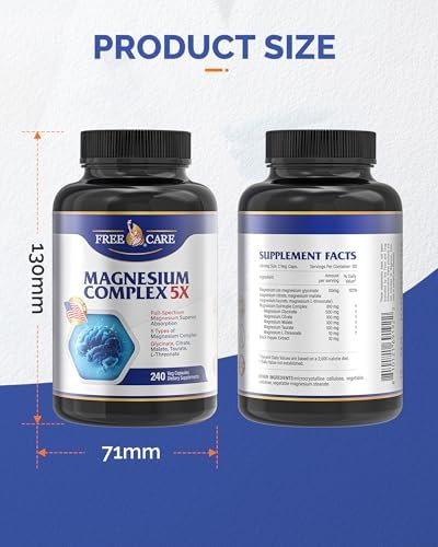 Complejo de Magnesio 820mg - 240 Cápsulas Veganas para Hombres y Mujeres con Glicinato, Citrato, Malato, Taurato y L-Treonato para Sueño, Ánimo y - imagen 8