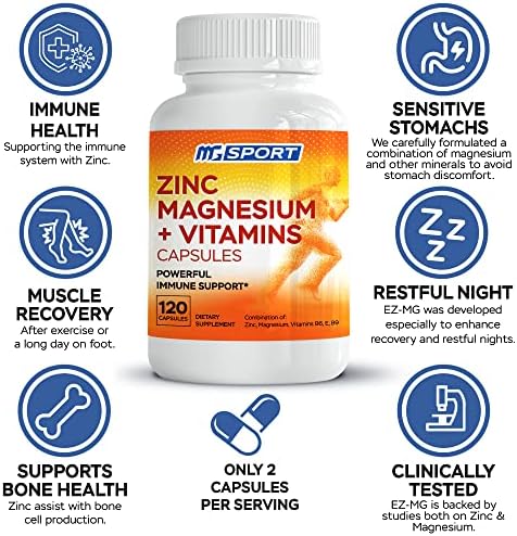 Suplemento MgSport ZMA con Zinc y Magnesio Clínicamente Probados para Alta Absorción - Enriquecido con Vitaminas B6 y B9 para Recuperación Muscular - - imagen 2
