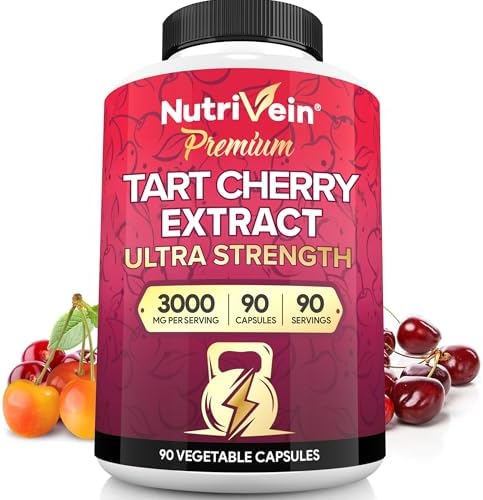 Cápsulas de Cereza Ácida Premium Nutrivein 3000mg: Suplemento Ultra Potente para Recuperación Post-Deportiva, Desintoxicación, Descanso y Movilidad - imagen 1