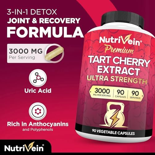 Cápsulas de Cereza Ácida Premium Nutrivein 3000mg: Suplemento Ultra Potente para Recuperación Post-Deportiva, Desintoxicación, Descanso y Movilidad - imagen 4