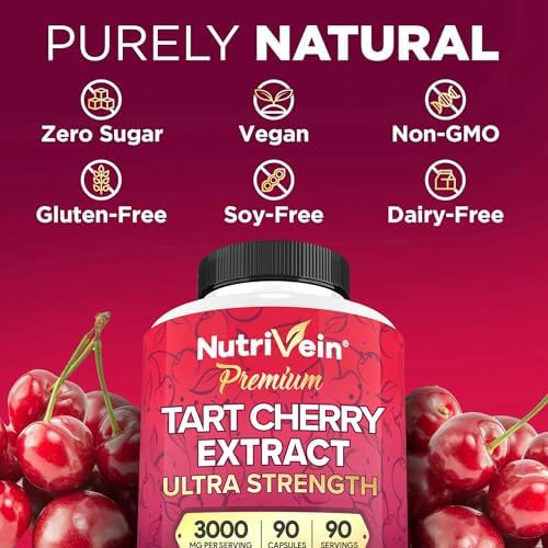 Cápsulas de Cereza Ácida Premium Nutrivein 3000mg: Suplemento Ultra Potente para Recuperación Post-Deportiva, Desintoxicación, Descanso y Movilidad - imagen 7